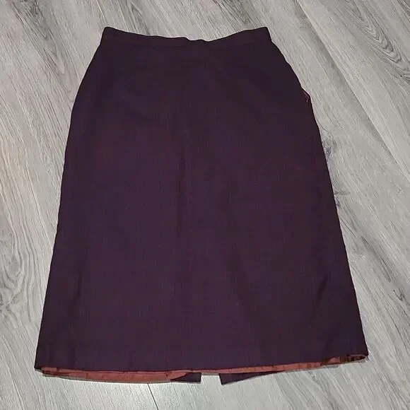 EUC Vintage Wool Striped Purple Pencil Skirt - Picture 6 of 6